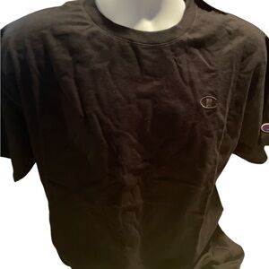 Men’s Champion Crew Neck black T- shirt with Embroidered Logo Size Large